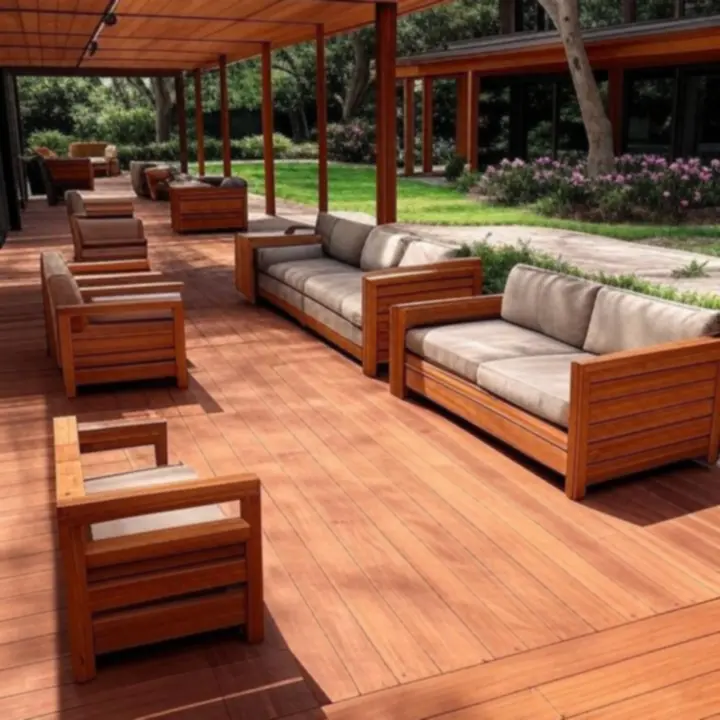 Nowoczesny taras z pergolą wykonany przez PolishOutdoorLiving