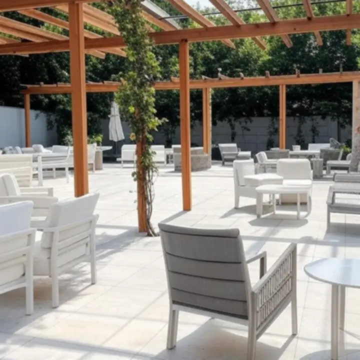 Nowoczesny taras z pergolą zaprojektowany przez PolishOutdoorLiving