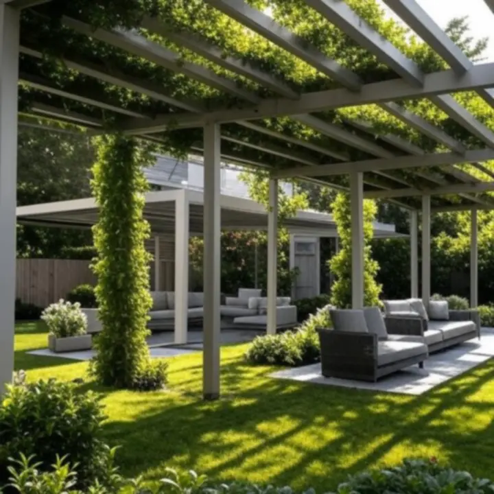 Nowoczesna pergola ogrodowa nad tarasem