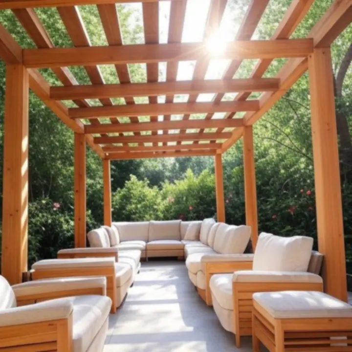 Nowoczesna pergola ogrodowa przy tarasie domu