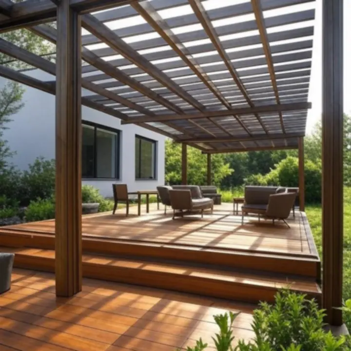 Nowoczesny taras z pergolą jako przykład realizacji PolishOutdoorLiving
