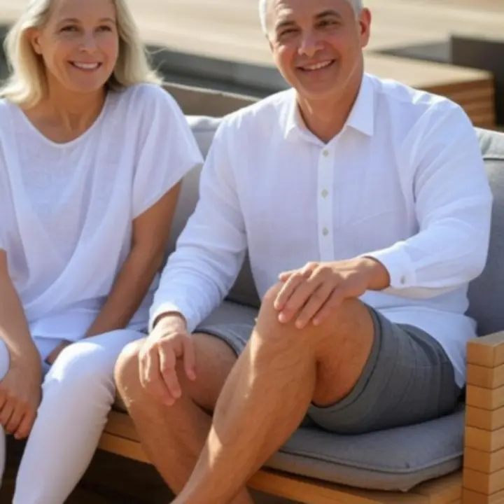 Zadowolony klient stojący na nowoczesnym tarasie wykonanym przez PolishOutdoorLiving