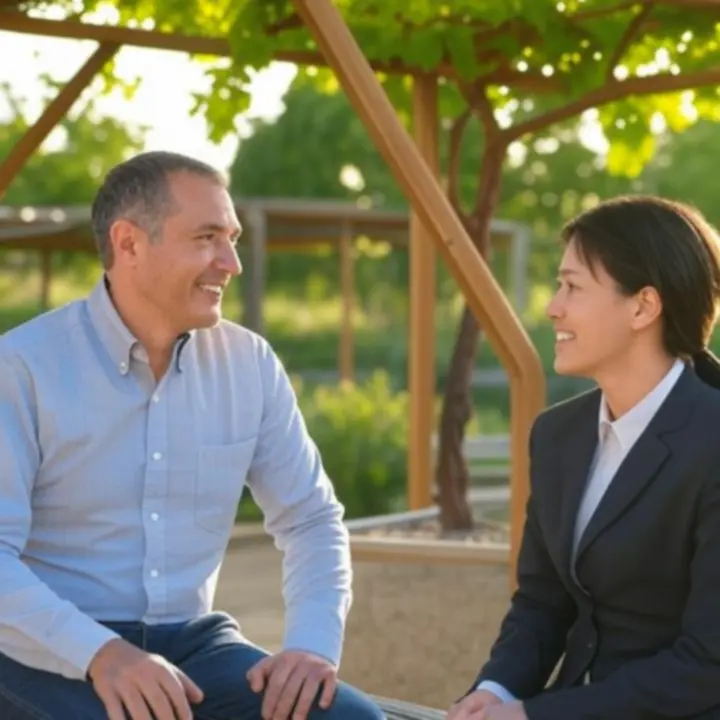 Zadowolony klient odpoczywający pod pergolą